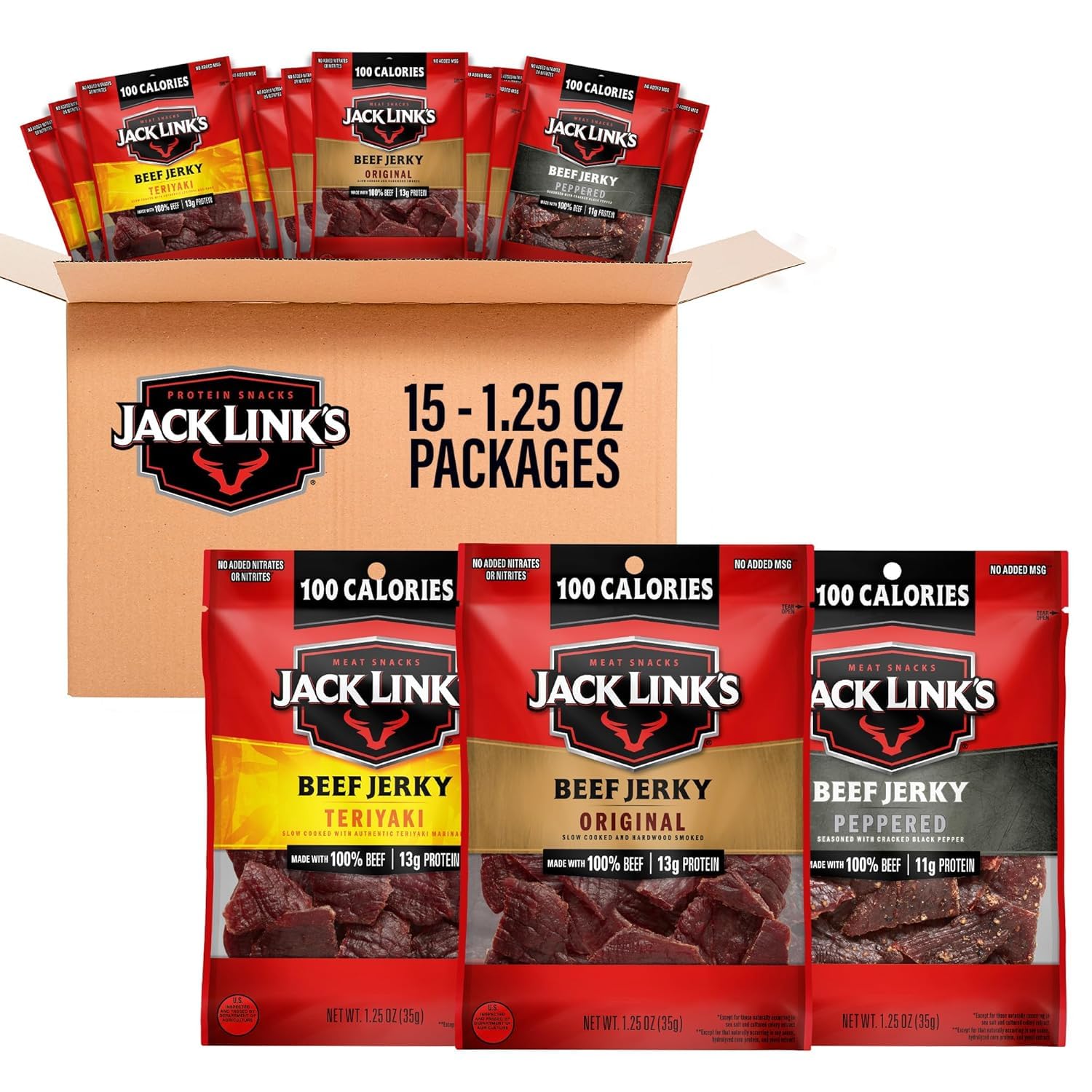 1 Jack Link's Beef Jerky Variety Pack - (15 Pack) 1.25 oz - Image 1